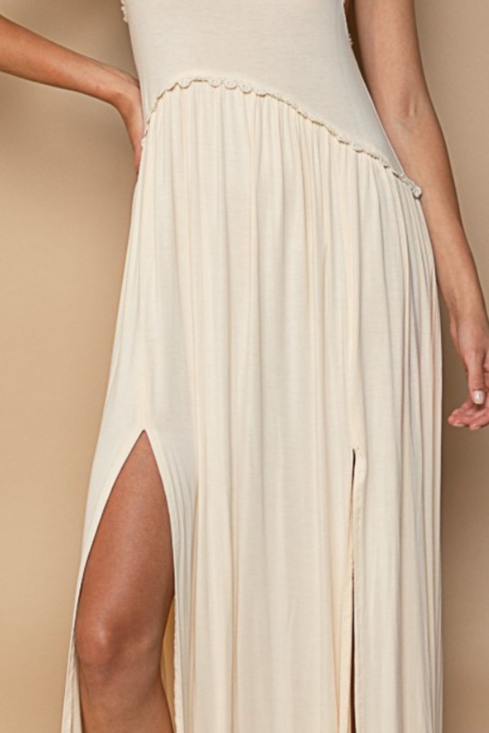 Put it in Neutral Sleeveless Front Slit Maxi Dress