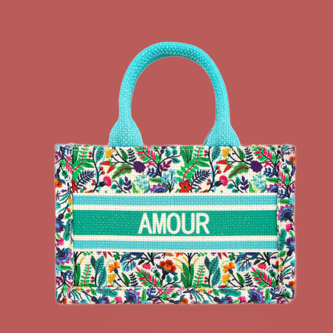 "Amour" Color-Charged Floral Small Book Tote