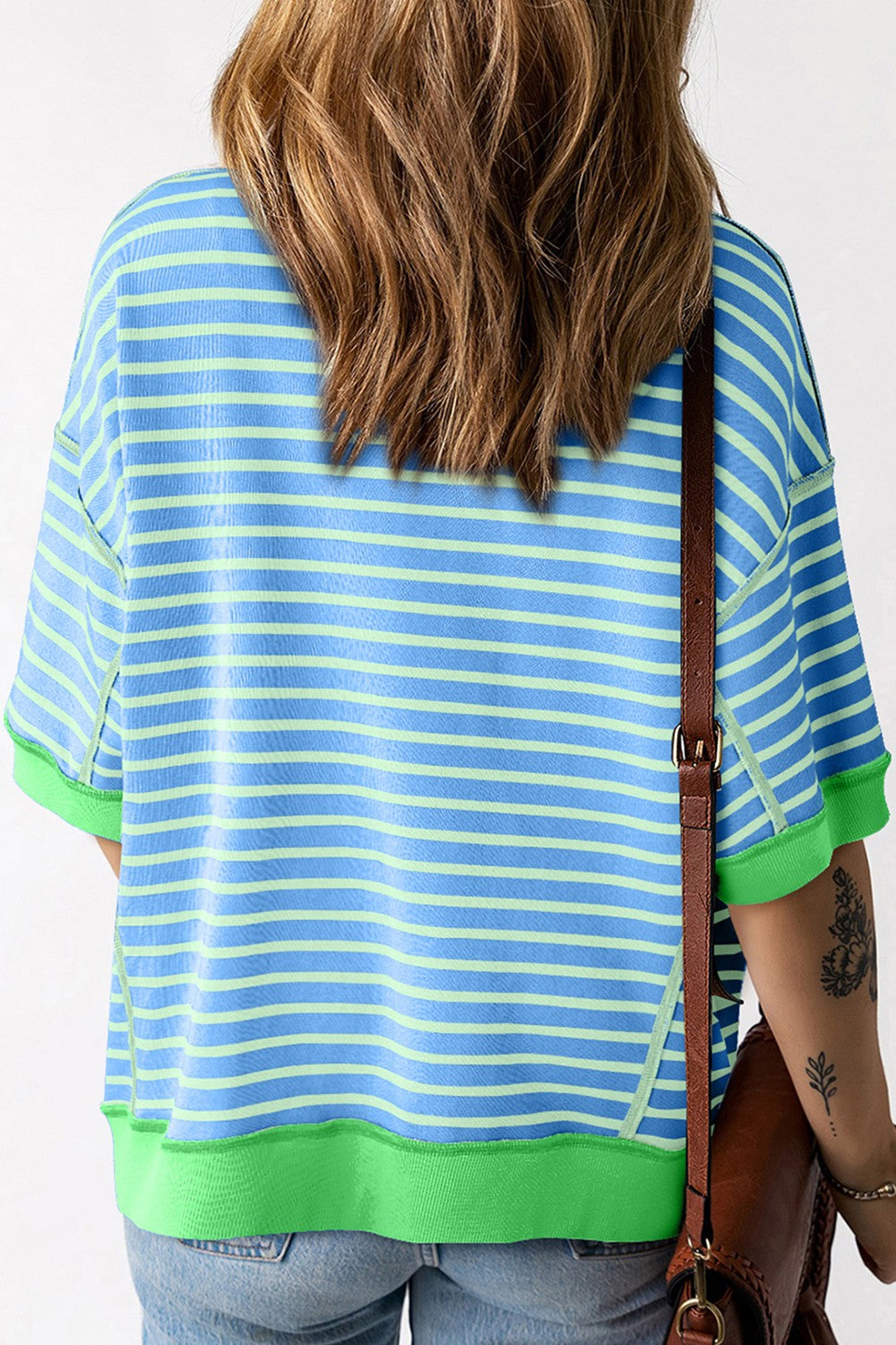 Sequin Cactus Striped Half Sleeve Tee