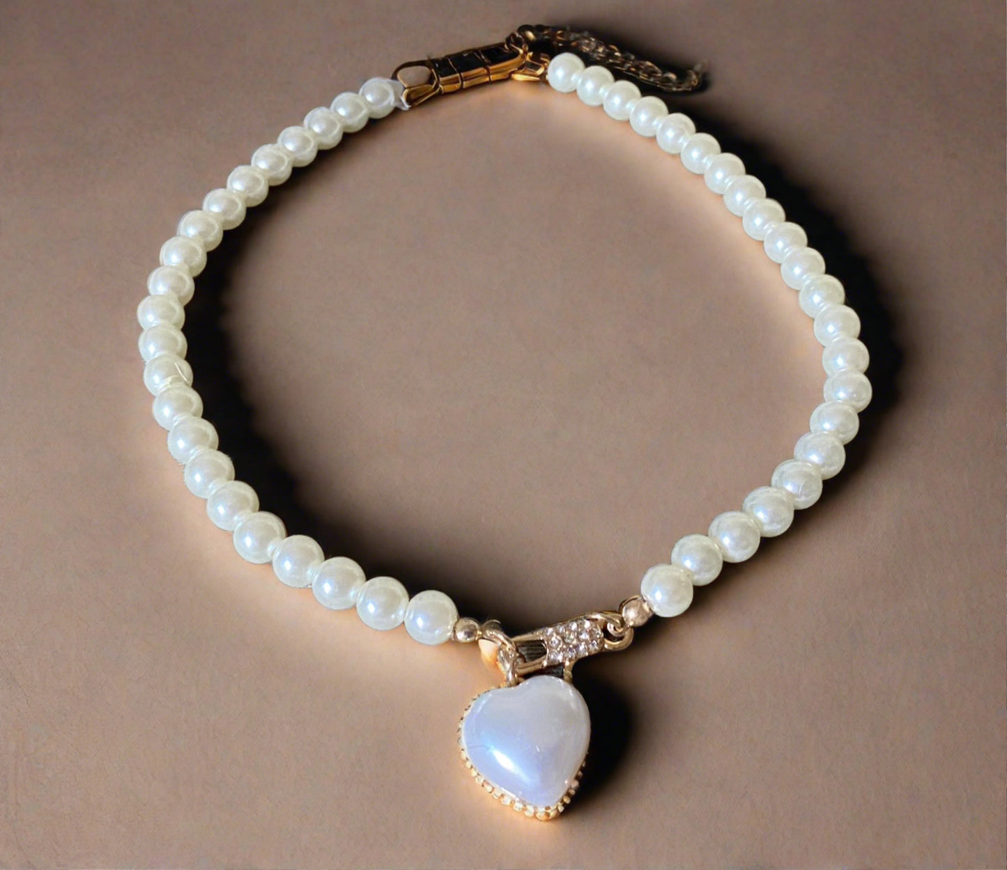 Bark Fifth Avenue - Heart and Pearl Pet Necklace