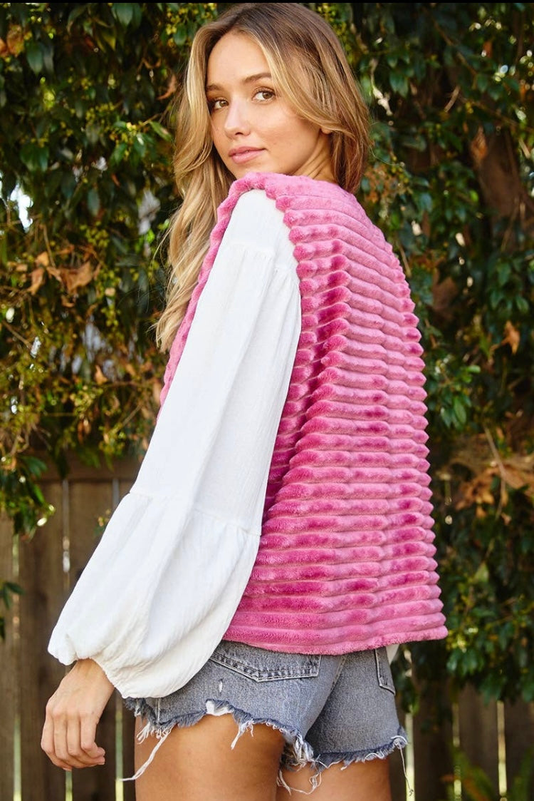 Hot Pink Faux Fur Vest - Reversible Statement New Orleans