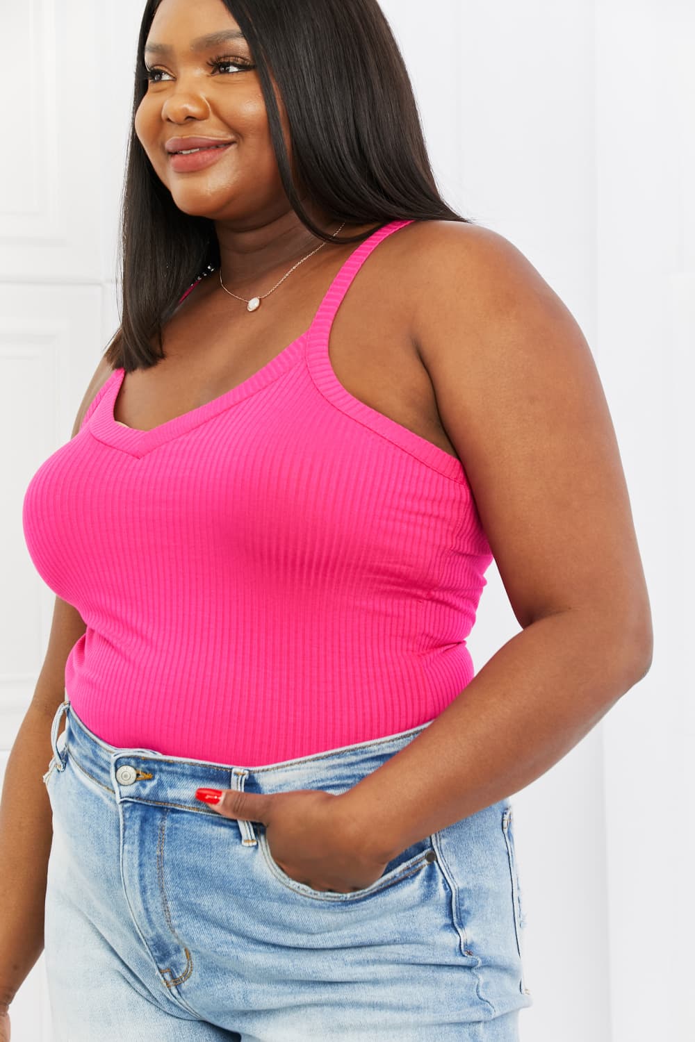 Hot Pink V-Neck Ribbed Cami Statement New Orleans