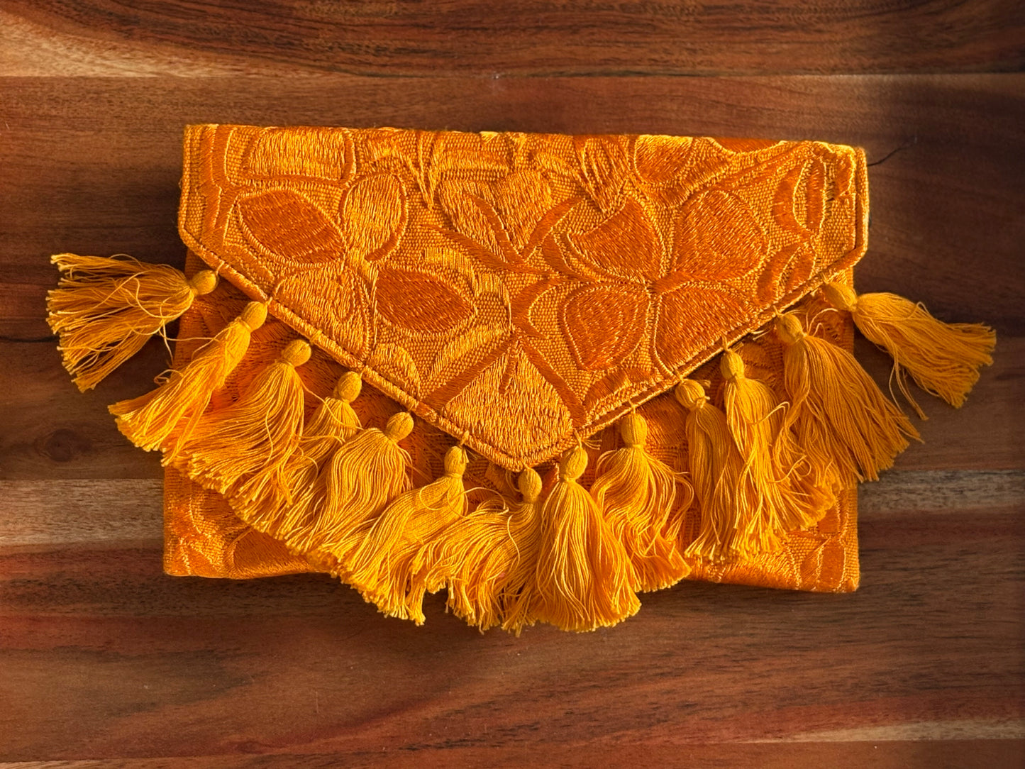 Embroidered Tassel Clutch – Turquoise, Hot Pink, Orange