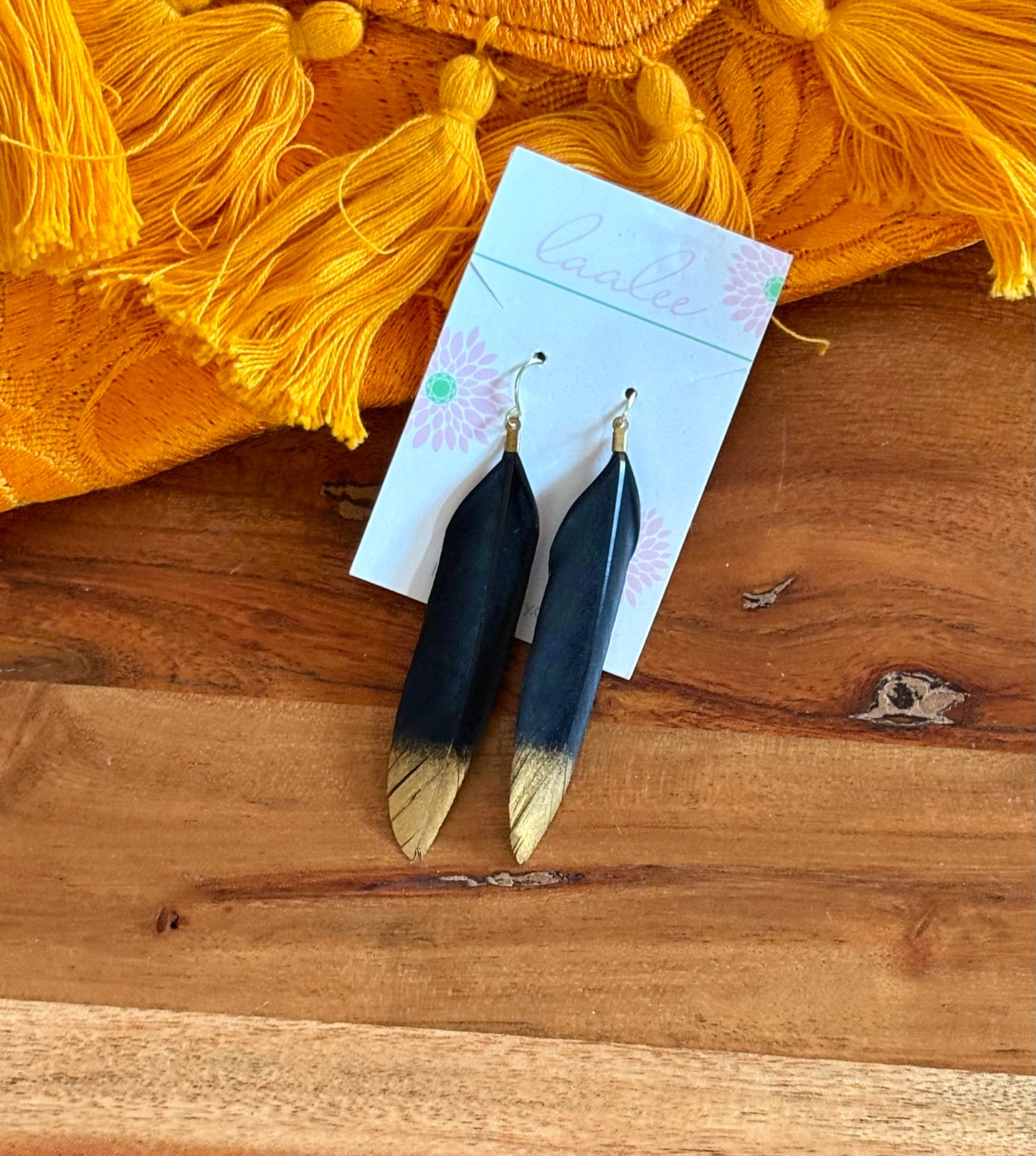 Handmade Feather Earrings – Gold Dipped Statement Pair