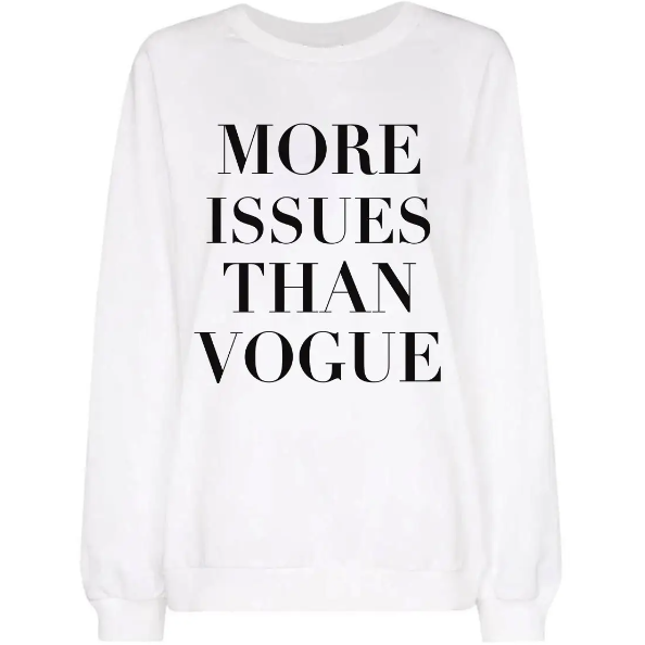 More Issues Than Vogue - White Preslie Crewneck Sweatshirt Statement New Orleans