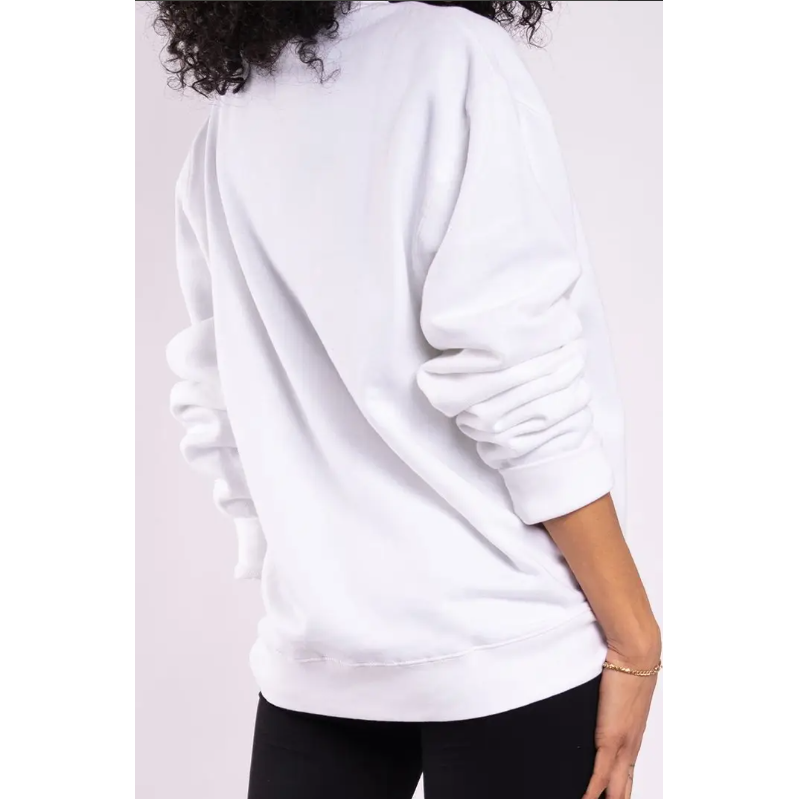 More Issues Than Vogue - White Preslie Crewneck Sweatshirt Statement New Orleans