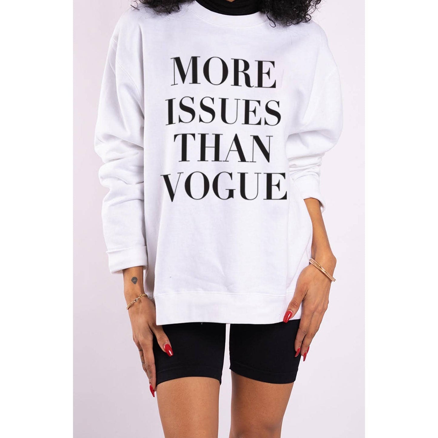 More Issues Than Vogue - White Preslie Crewneck Sweatshirt Statement New Orleans