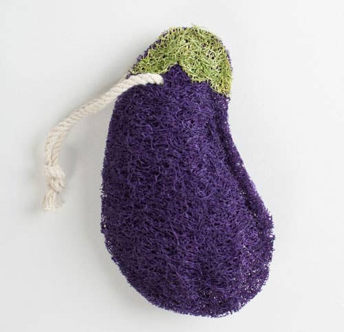 Natural Loofah Kitchen Scrubber:  Eggplant Emoji Statement New Orleans