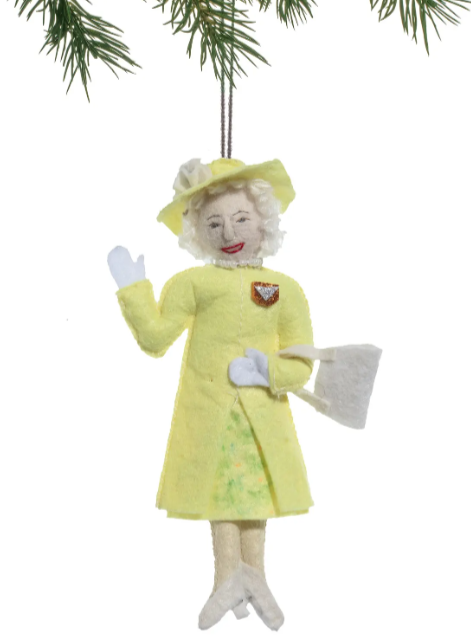 Queen Elizabeth Handmade Ornament - Canary Dress Statement New Orleans