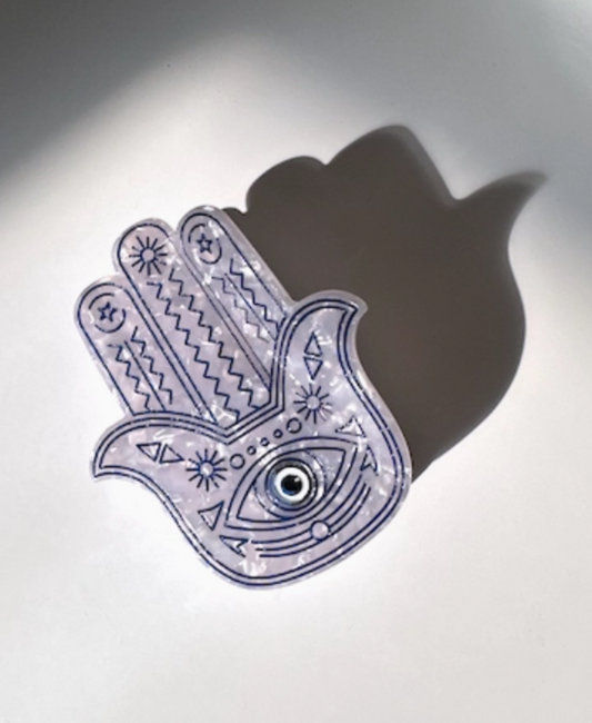 Hand-painted Hamsa Hand Claw Hair Clip