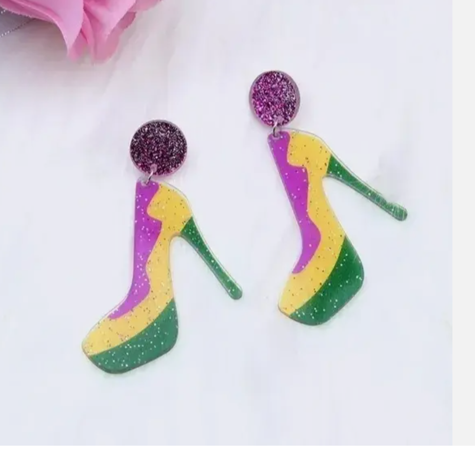 Mardi Gras Stiletto Earrings