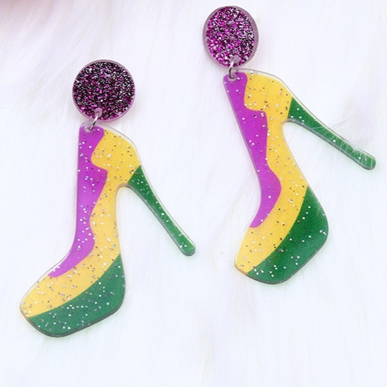 Mardi Gras Stiletto Earrings