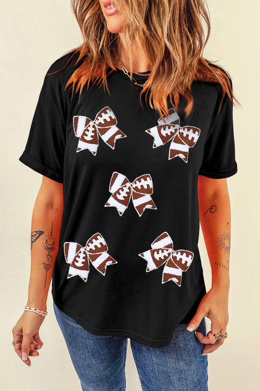 Football Bow Short Sleeve Tee