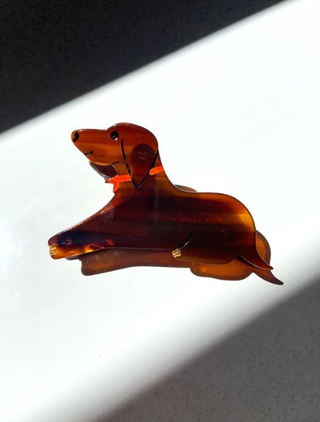 Hand-painted Dachshund Claw Hair Clip