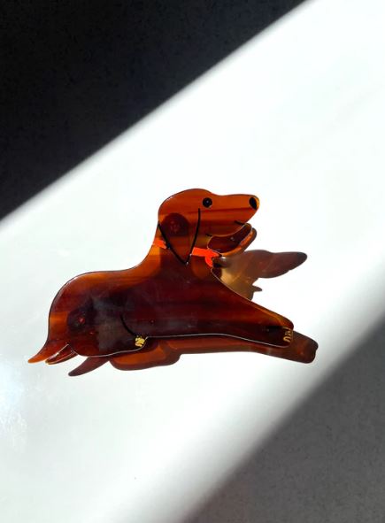 Hand-painted Dachshund Claw Hair Clip