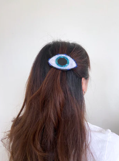 Hand-painted Evil Eye Barrette Hair Clip