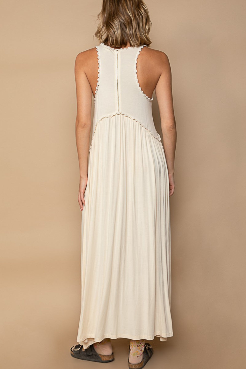 Put it in Neutral Sleeveless Front Slit Maxi Dress