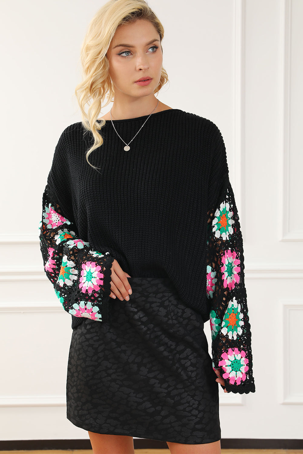 Crochet Long Sleeve Knit Top