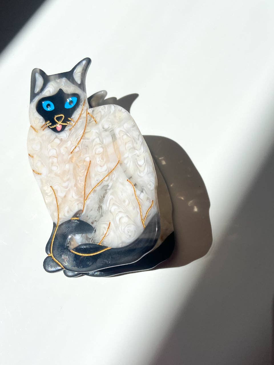 Hand-painted Siamese Cat Claw Hair Clip