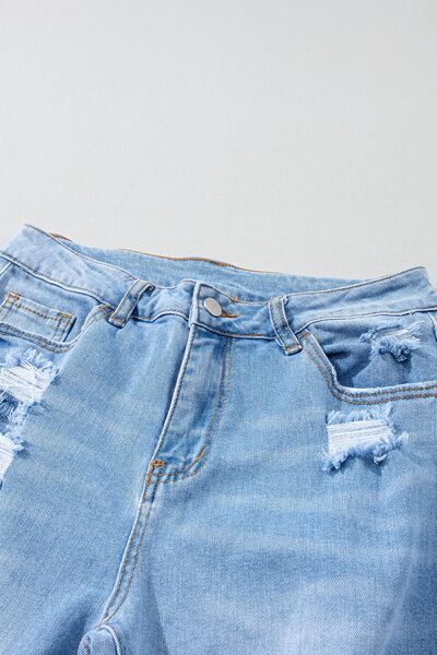 Sizes 6 to 16 Distressed Raw Hem Jeans