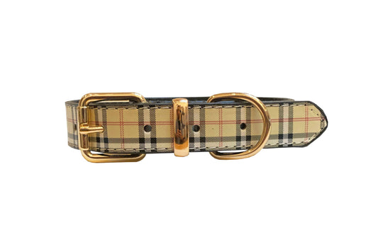 Stanley Beige Burberry-Inspired Pet Collar