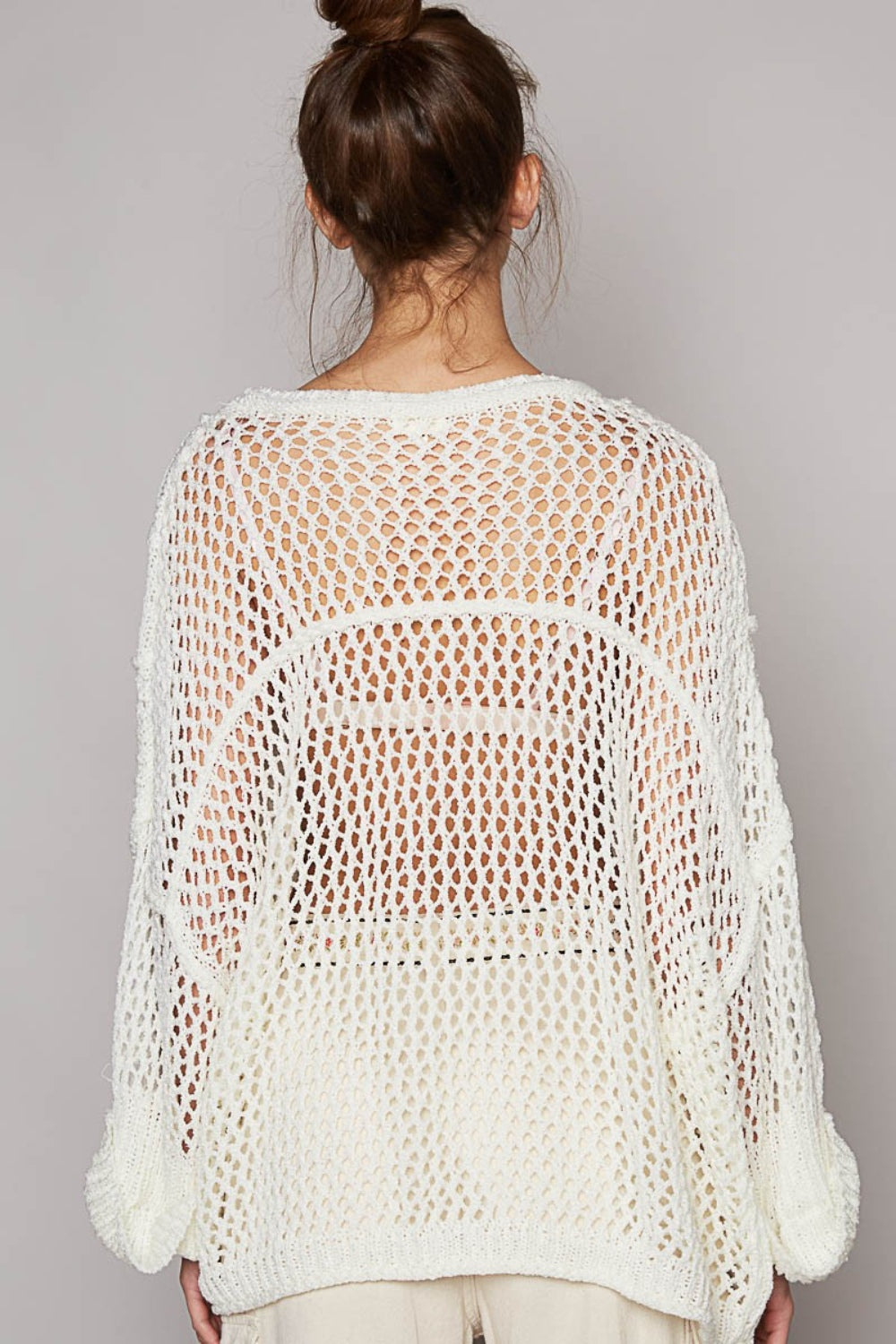 Openwork Long Sleeve Knit Cover Up