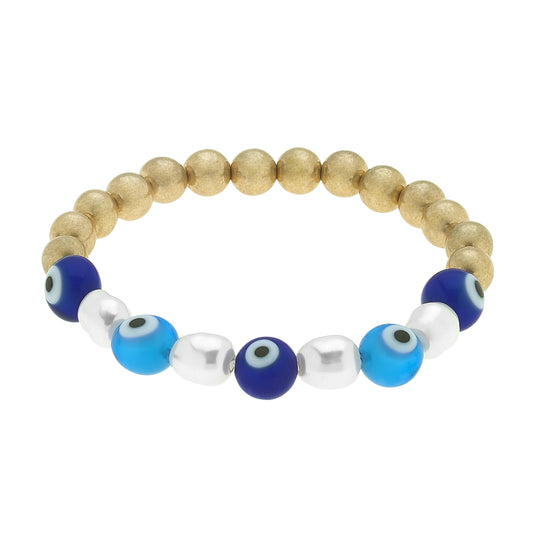 Murano Glass Evil Eye, Freshwater Pearl & Ball Bead Talisman - Statementnola